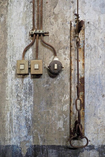 Wall switch in a workshop at the station