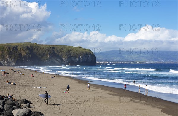 Sandy beach beach Praia de Santa Barbara near Ribeira Grande