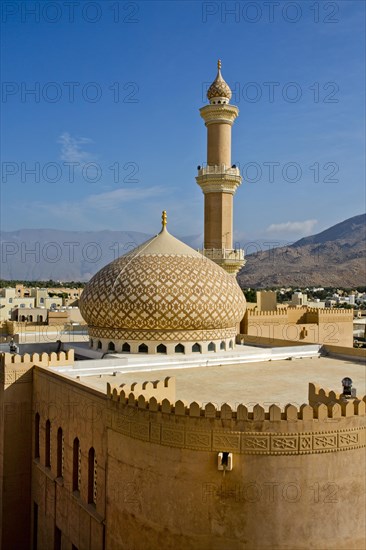 View of mosque and minaret from Nizwa Fort