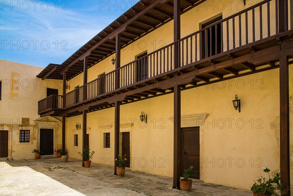 Monastery courtyard with monk cells