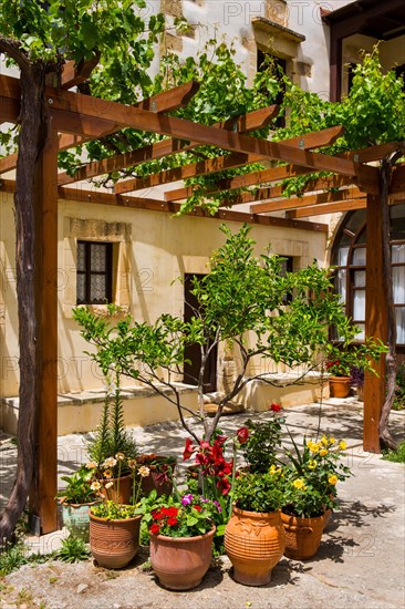 Monastery courtyard with monk cells