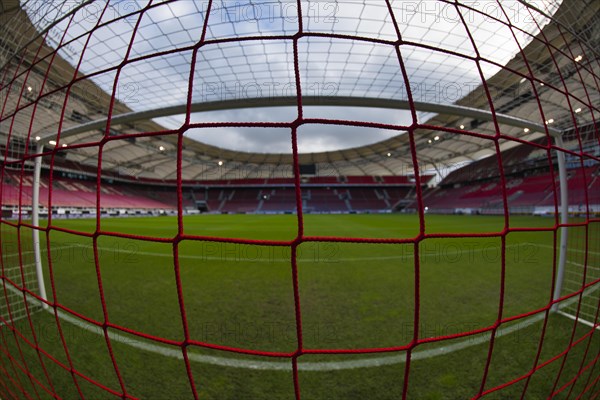 View of empty stadium from the goal