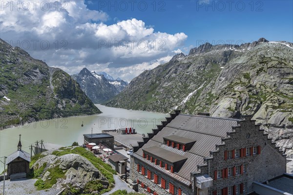 Grimselsee and historic Alpine Hotel Grimsel Hospiz