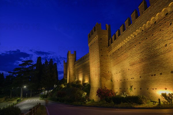 Illuminated city wall of