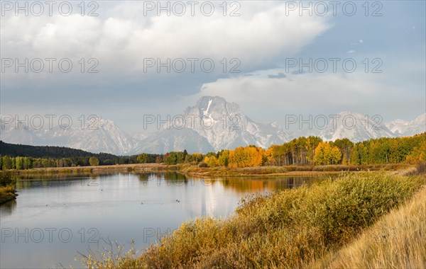 Mount Moran reflected in Snake River