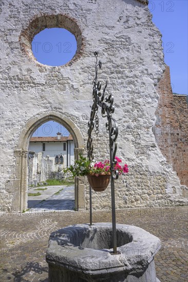 Fountain at the ruins of the church that collapsed in the 1976 earthquake