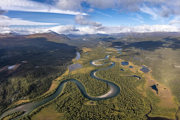 View into Kamajokks Nature Reserve and Sarek National Park