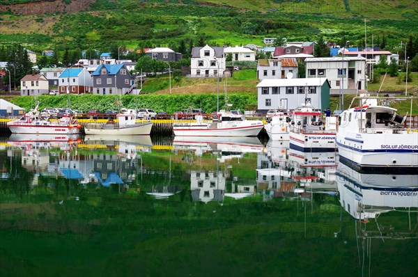 Small fishing boats in the harbour of Siglufjoerdur