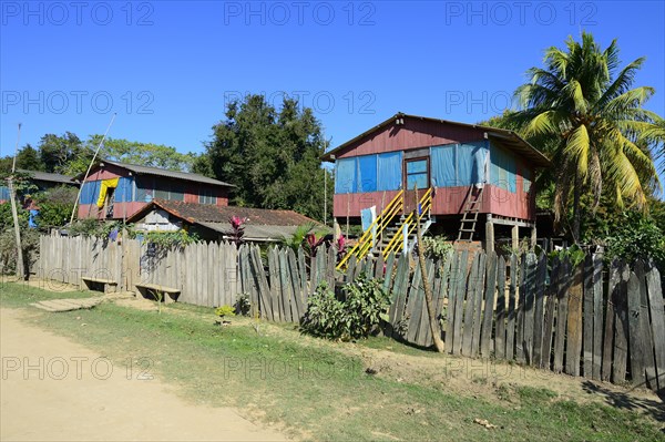 Wooden house on stilts