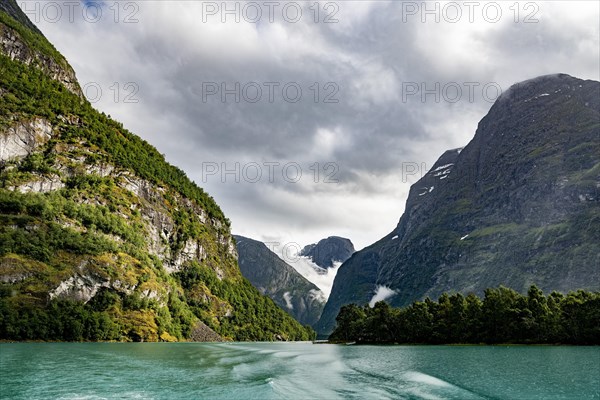 Boat trip on Lovatnet near the Kjenndahl Glacier in Norway