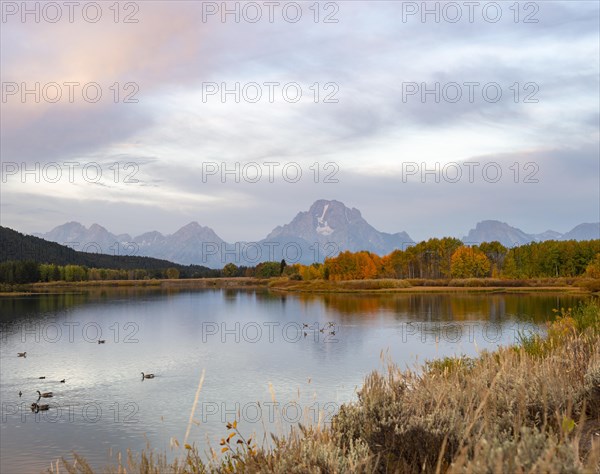 Mount Moran reflected in Snake River