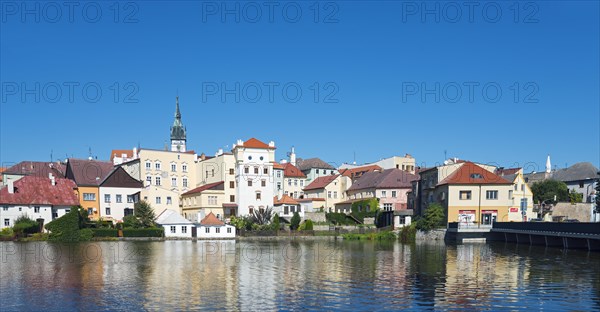 Town view of Jindrichuv Hradec at the pond Maly Vajgar