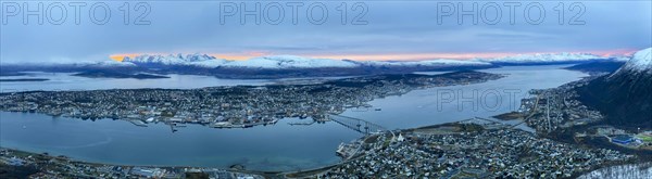View over Tromso Bay from Fjellheisen cable car station at Storsteinen