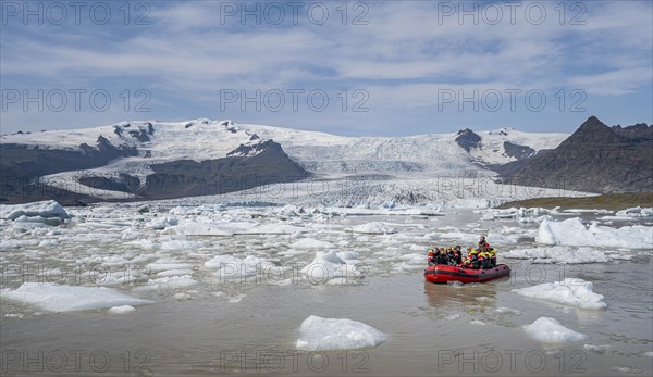 Excursion boat at the Fjallsarlon ice lagoon