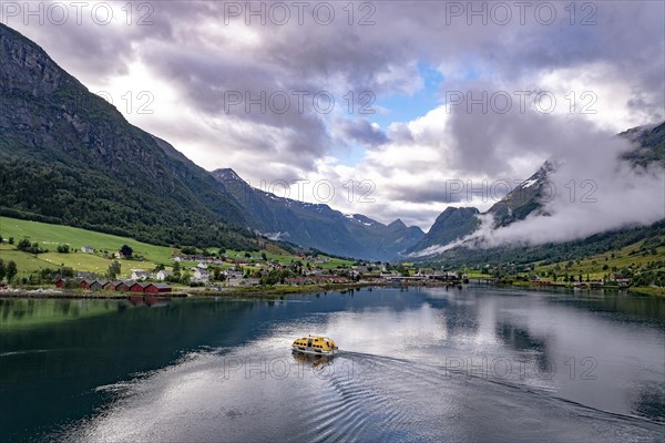 The village of Olden on the Innvikfjord in Norway