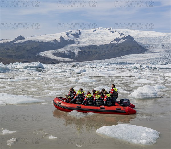 Excursion boat at the Fjallsarlon ice lagoon