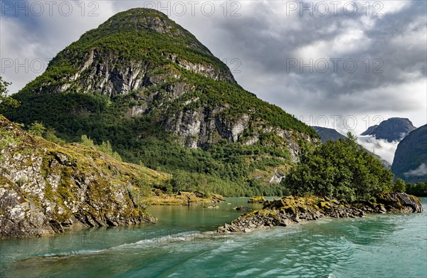 Boat trip on Lovatnet near the Kjenndahl Glacier in Norway