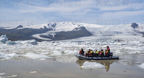 Excursion boat at the Fjallsarlon ice lagoon