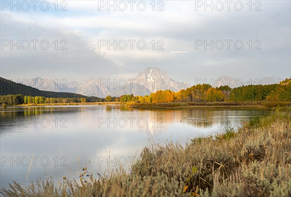 Mount Moran reflected in Snake River