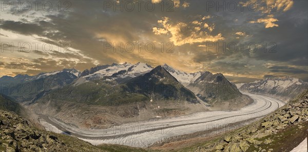 Landscape with Aletsch Glacier from Bettmerhorn Viewpoint