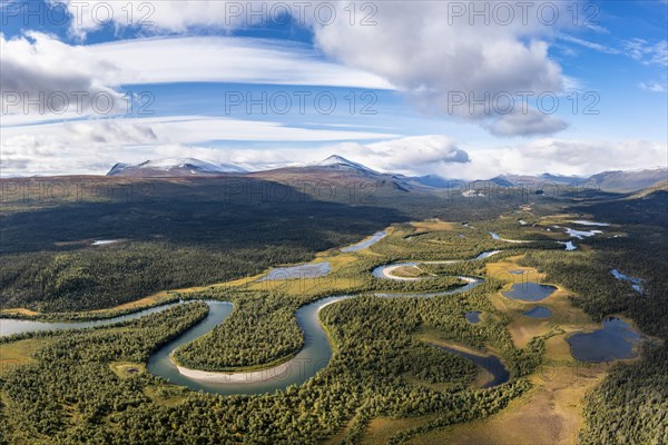 View into Kamajokks Nature Reserve and Sarek National Park