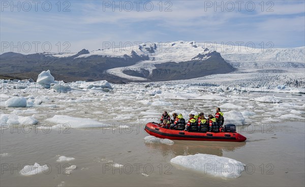 Excursion boat at the Fjallsarlon ice lagoon