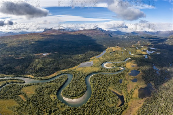 View into Kamajokks Nature Reserve and Sarek National Park