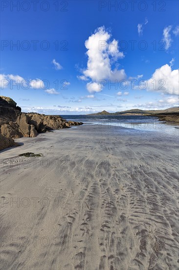 Sandy beach beach in bay at low tide