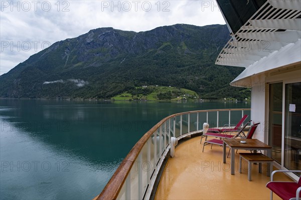 Upper deck of cruise ship AIDAluna off Skjolden