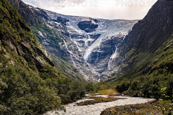 River Kjenndalselva with glacier Kjenndalsbreen in Norway