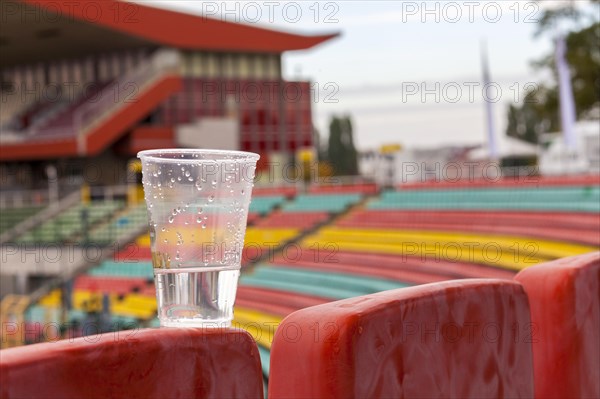 Colourful seats for the spectators at Friedrich Ludwig Jahn Sportpark