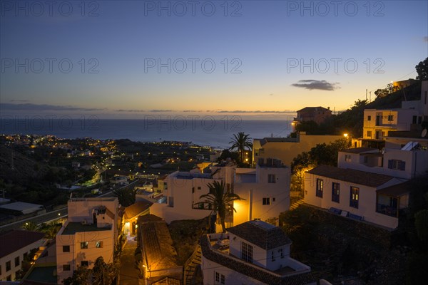 View over the old town of La Calera in the evening