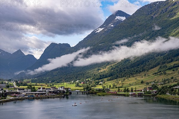 The village of Olden on the Innvikfjord in Norway