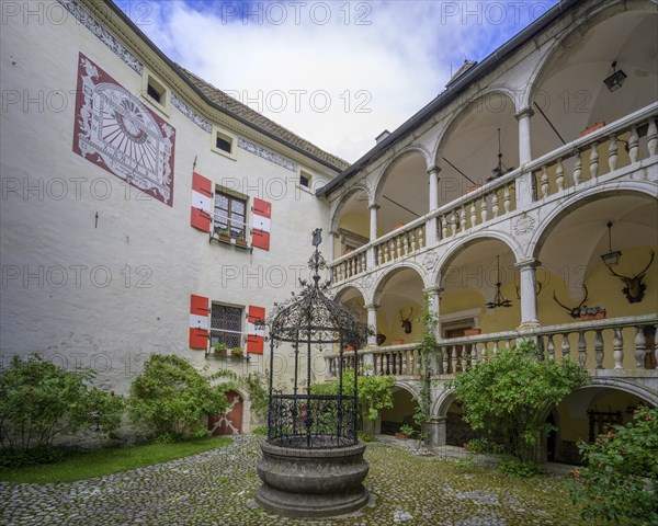 Arcade Courtyard and Fountain Strechau Castle