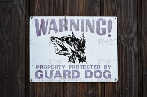 Sign Warning Guard Dog