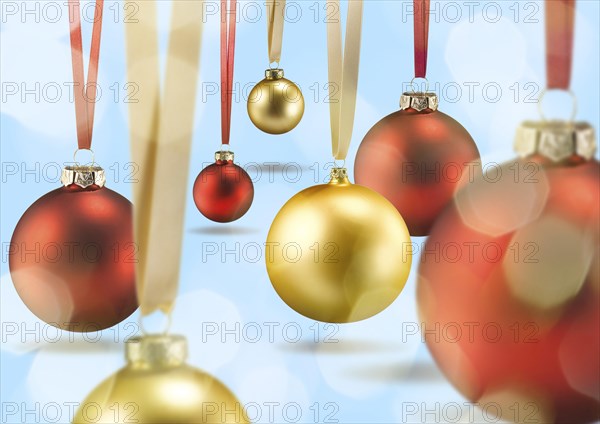 Some golden and red Christmas balls