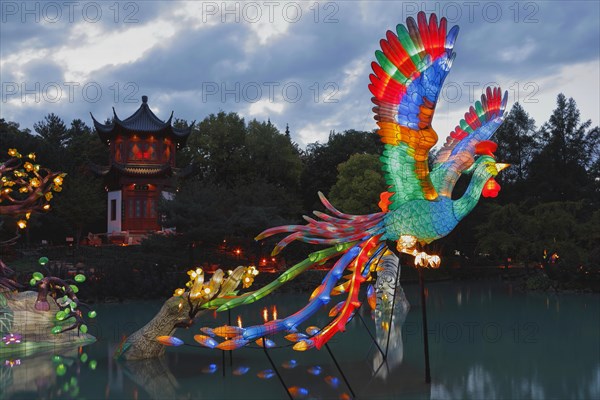 Illuminated figures at the Chinese Garden