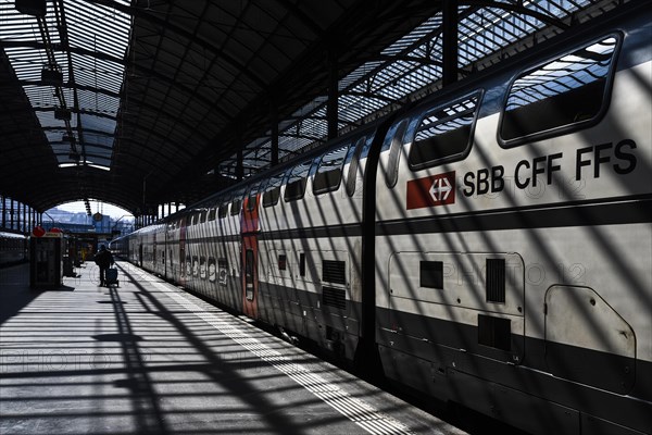 SBB passenger train with lettering SBB-CFF-FFS Lucerne