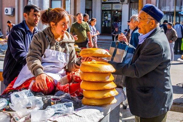 Typical decorated Uzbek bread