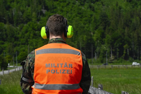 Man Light Vest with Writing Military Police and Hearing Protection