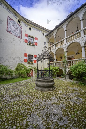 Arcade Courtyard and Fountain Strechau Castle