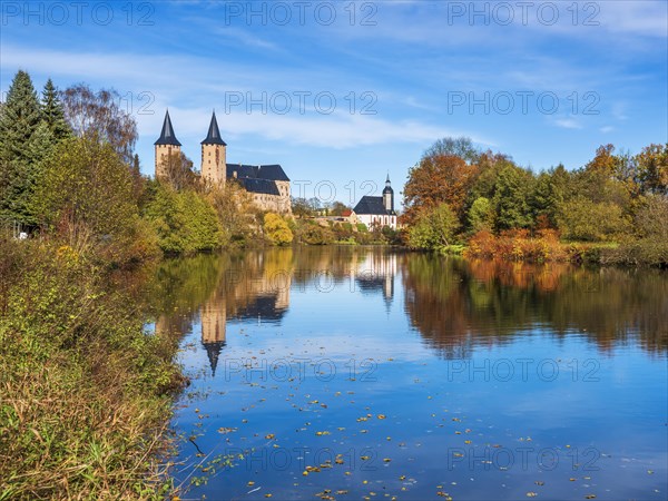 Rochlitz Castle and Petri Church in Autumn