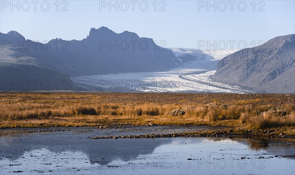 View of glacier tongues and mountains