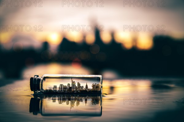 Frankfurt skyline in a small bottle