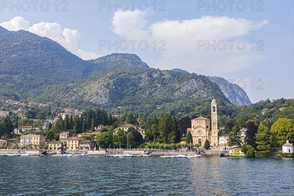The village of Tremezzo and the church of San Lorenzo on the shores of Lake Como