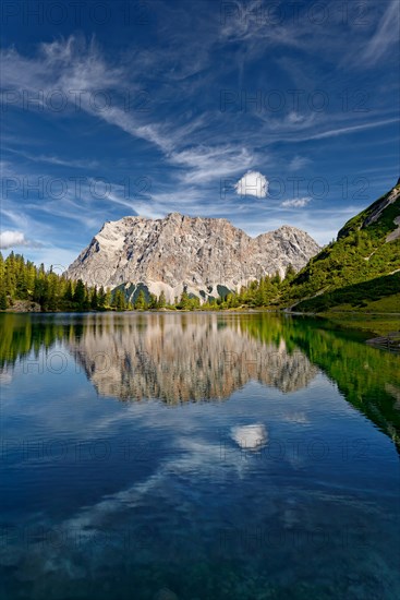 Reflection of the Wetterstein Mountains in the Seebensee