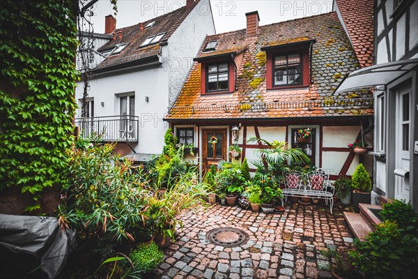 Small half-timbered house in the old town of Heppenheim