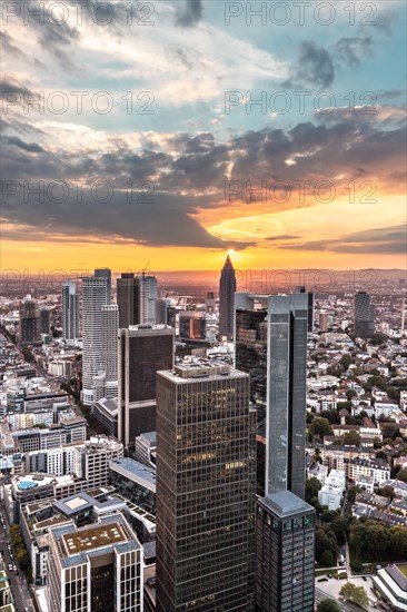 View over Frankfurt at sunset