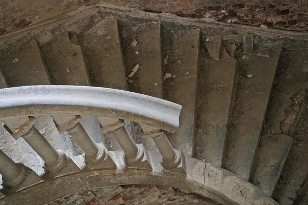 Broken staircase railing in the Mausoleum at Dessau