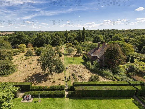 View from the tower of the lower courtyard and orchard